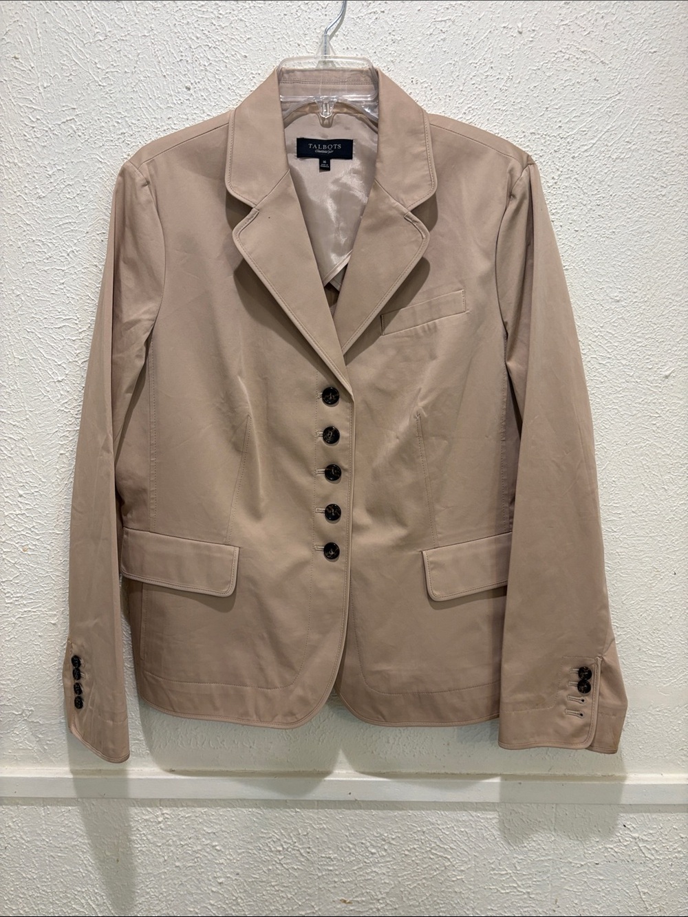 Talbots Beige Single-Breasted Notch Lapel Blazer